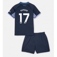 Tottenham Hotspur Cristian Romero #17 Bortedraktsett Barn 2023-24 Kortermet (+ Korte bukser)